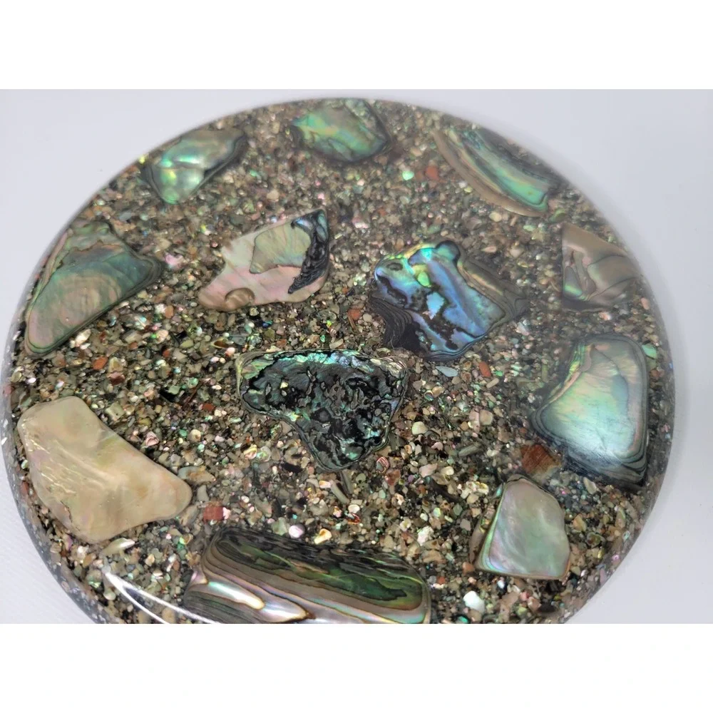 Vintage Abalone Shell Lucite Acrylic Hot Plate Trivet‎ California 5 1/2